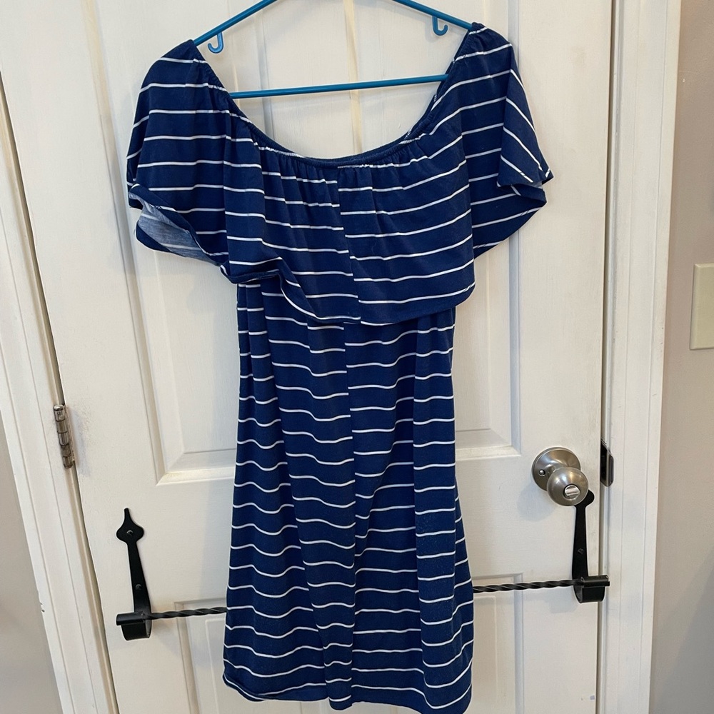 Dark blue with white horizontal stripes West/loop medium dress
